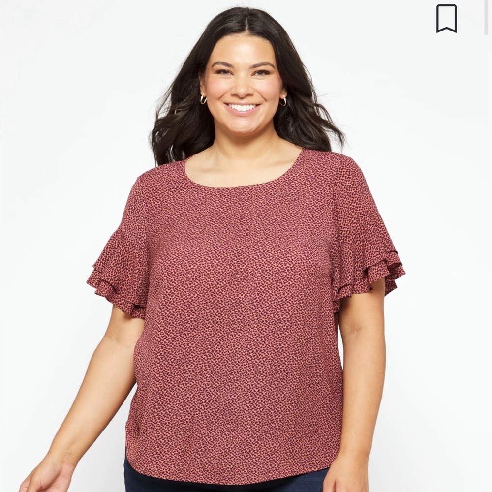 Stitch Fix l 41 Hawthorn Eliza Ruffle Sleeve Scoop Neck Blouse, 3X
